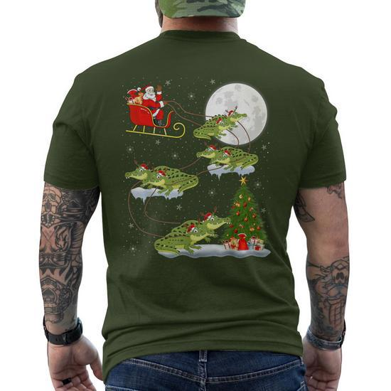 Xmas Lighting Tree Santa Riding Alligator Christmas Men's T-shirt