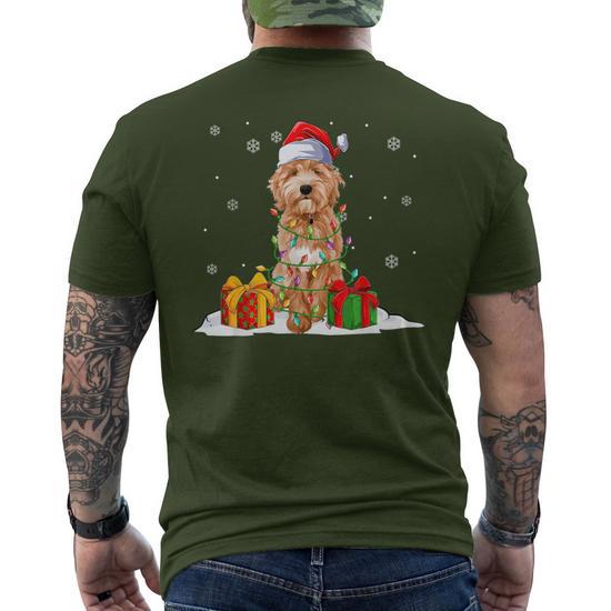 Goldendoodle Santa Christmas Tree Lights Xmas Pajama Dogs Men's T