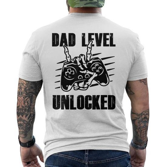 Dad Level Unlocked New Dad Soon To Be Father Men's Back Print T-shirt