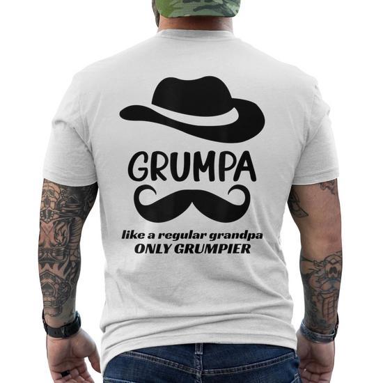 Grumpa Grumpy Old Grandpa Funny Best Grandfather Gift for Mens Men's Crewneck Short Sleeve Back Print T-Shirt