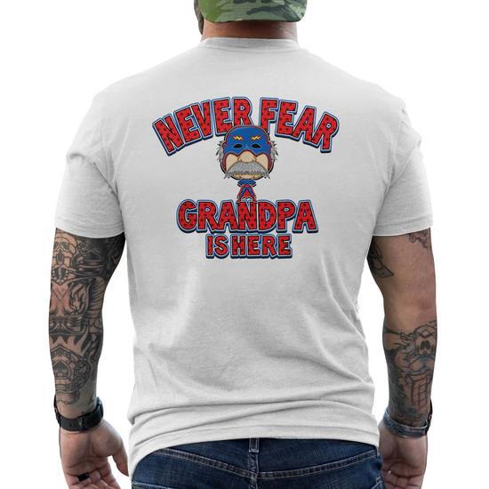 Never Fear, Grandpa is Here! Happy Father's Day Men's Back T-Shirt