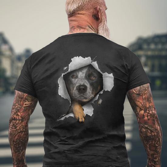 Australian Cattle Dog Herding Dog Blue Heeler Cattle Dog Mens Back Print T shirt Mazezy