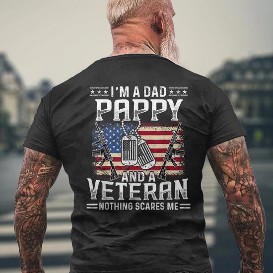 Dad Pappy and a Veteran Father's Day Gift T-Shirt - Back View