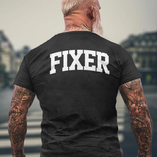 Fixer Vintage Retro Job Sports Arch Men's Back Print T-shirt | Mazezy