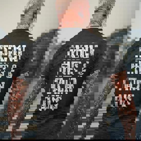 French Fries And Italian Guys Funny Food Meme Mens Back Print T 