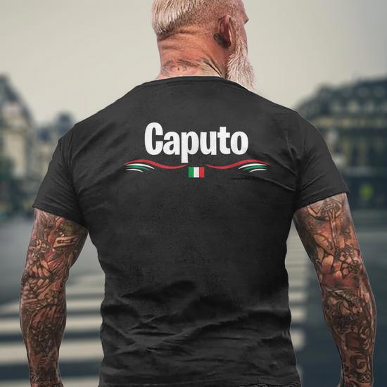 Italy Flag Italian Birth Name Caputo Men's Back Print T-shirt | Mazezy