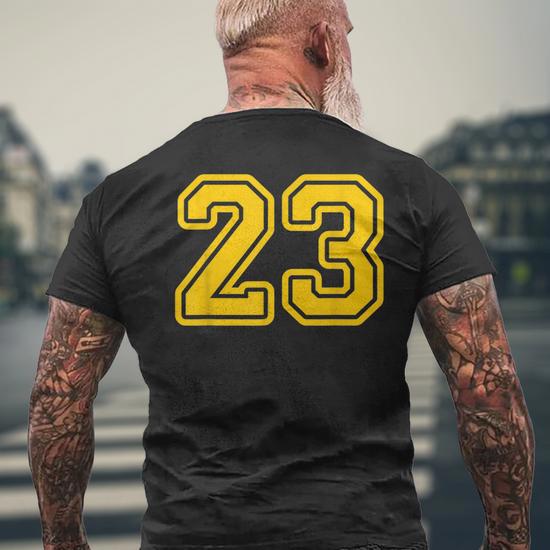 Jersey 23 Golden Yellow Sports Team Jersey Number 23 Mens Back Print T-shirt  - Seseable