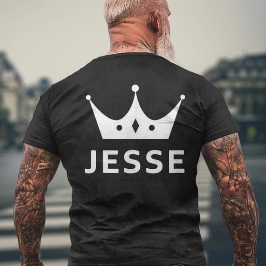 Jesse Crown King Custom Name For Jesse Men's Back Print T-shirt | Mazezy