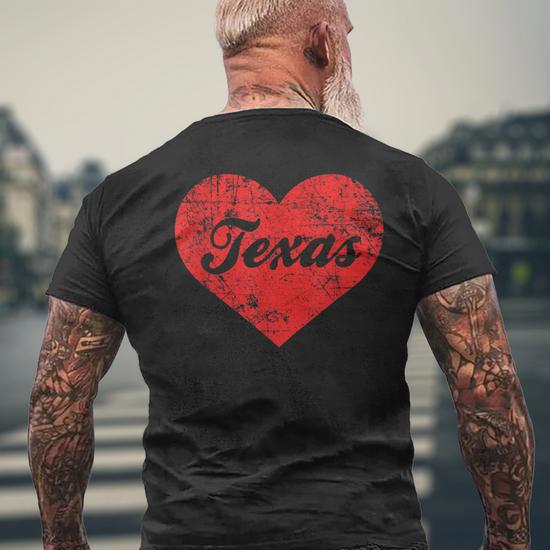 I Love Texas Heart T Lone Star State Men s T shirt Back Print Mazezy DE