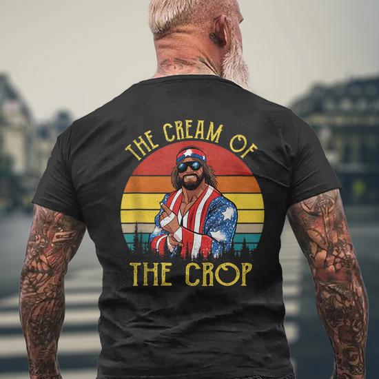 Macho-The Cream Of The Crop Wrestling Funny Retro Vintage Mens Back Print  T-shirt - Seseable