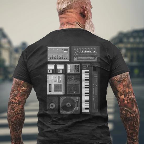 Old School Hip Hop Rap Music Beat Maker Mens Back Print T shirt Mazezy