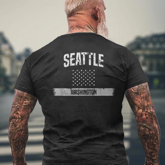 Seattle Washington Retro 70S 80S Mountains Nature Distressed