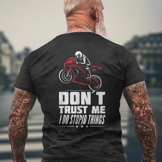 Sportbike Motorcycle Rider Superbike Old Biker Men's Back Print T-shirt |  Mazezy