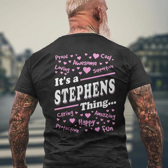 Stephens Surname Last Name Family T-Shirt - Back View