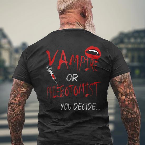 Vampire Phlebotomist Job Career Meme Men's Back Print T-shirt