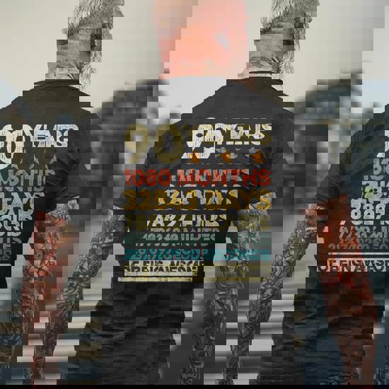 90 Years Old 90th Birthday Vintage Retro T Shirt 1080 Months