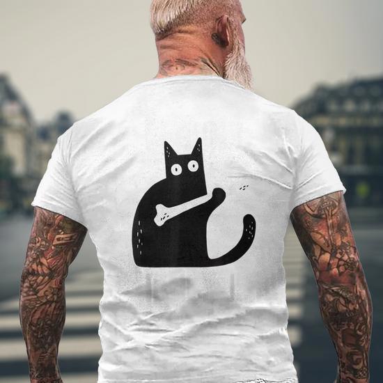 Black Cat I Found This Humerus Cat Cat Lover Men s T shirt Back Print Mazezy CA