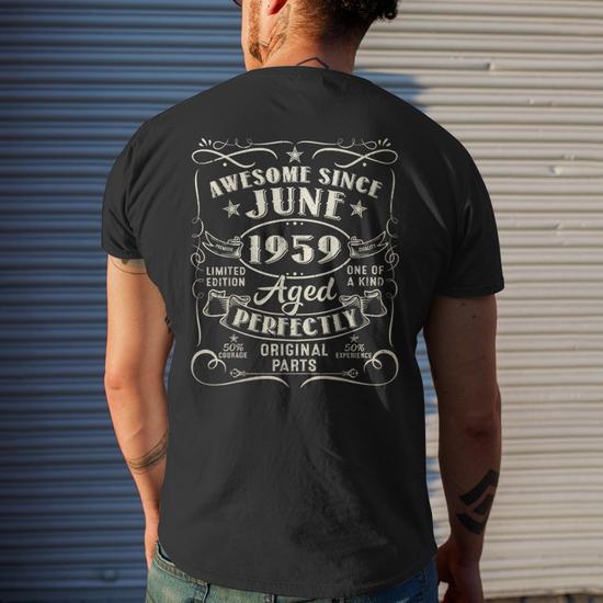 64 Year Old Awesome Since June 1959 64Th Birthday Mens Back Print