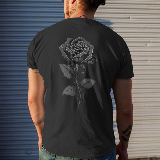 Camiseta Negra Mujer Spiral Wolf Roses-Front Print T-Shirt Black Camiseta Para Mujer Camiseta Larga Mujer