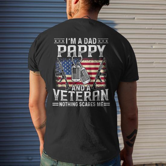 Dad Pappy and a Veteran Father's Day Gift T-Shirt - Side View