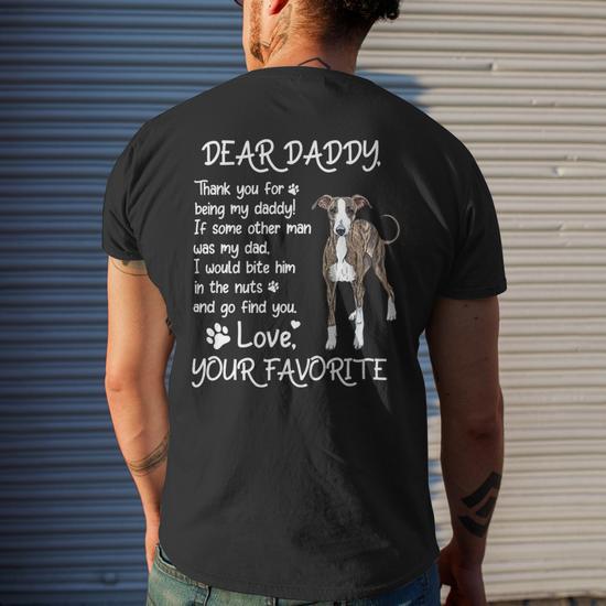 Dear Daddy Greyhound Dog Dad Fathers Day Mens Back Print T shirt Monsterry