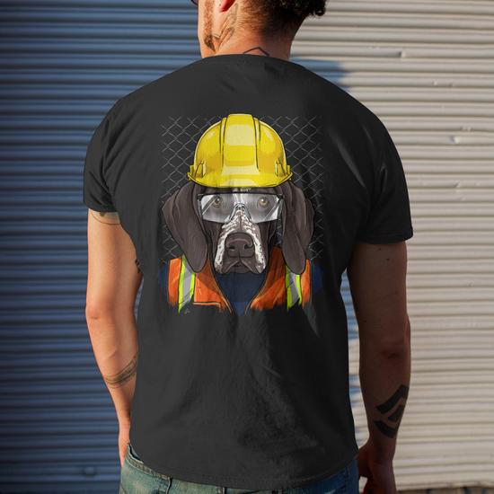 Dog German Shorthaired Construction Worker German Shorthaired Pointer Laborer Dog Mens Back Print T shirt Monsterry