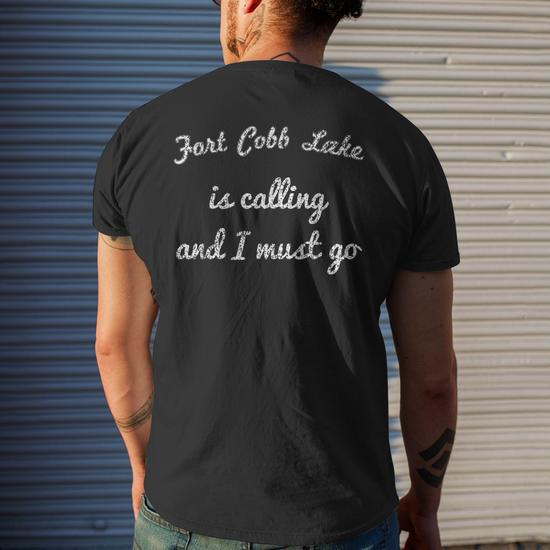 Fort Cobb Lake Oklahoma Fishing Camping Summer Men's T-shirt Back Print