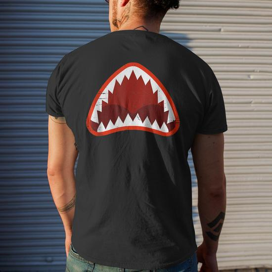 Vintage Shark With Open Mouth Men's T-shirt Back Print