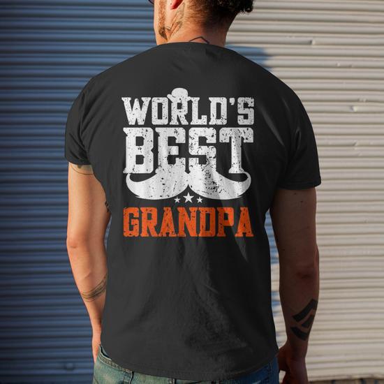 Worlds Best Grandpa - Funny Grandpa Mens Back Print T-shirt