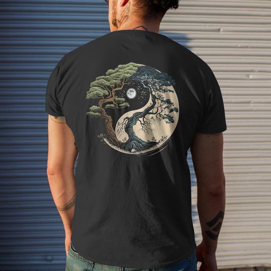 Yin Yang Tree Of Life On Buddhist Bonsai Tree Men's T-shirt Back Print -  Thegiftio