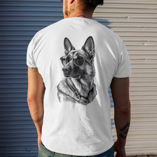 Funny German Shepherd Pet Sunglasses Dog Mens Back Print T shirt Seseable CA