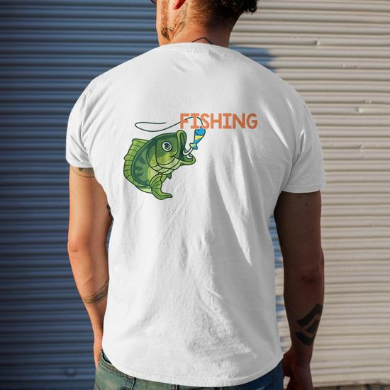 Kids Fishing- Daddy Fishing-Buddy Fly Bass Boy Toddler Funny Mens Back  Print T-shirt