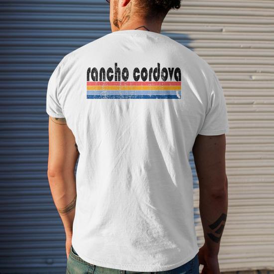 Vintage 80S Style Rancho Cordova Ca Men's T-shirt Back Print