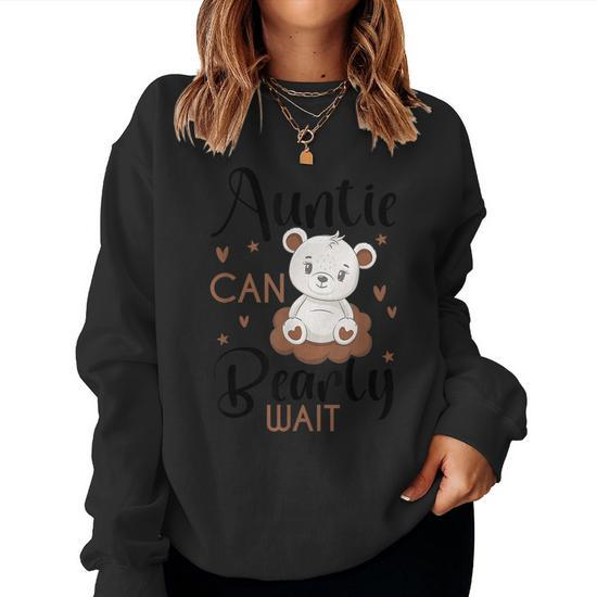 Auntie Can Bearly Wait Baby Shower Bear Design Pregnancy T-Shirt