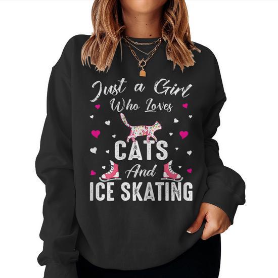 Just A Girl Who Loves Cats And Ice Skating Skate Girl Women T-shirt