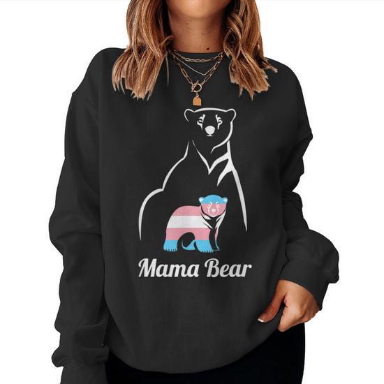 Mama Bear Lgbtq Trans Child Transgender Trans Pride Women Sweatshirt Mazezy DE