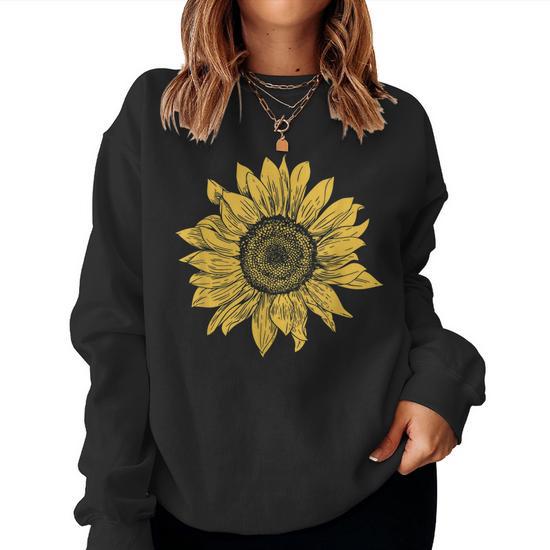 Vintage Sunflower Graphic Design Men Women Gift Women Crewneck Graphic Sweatshirt Thegiftio UK