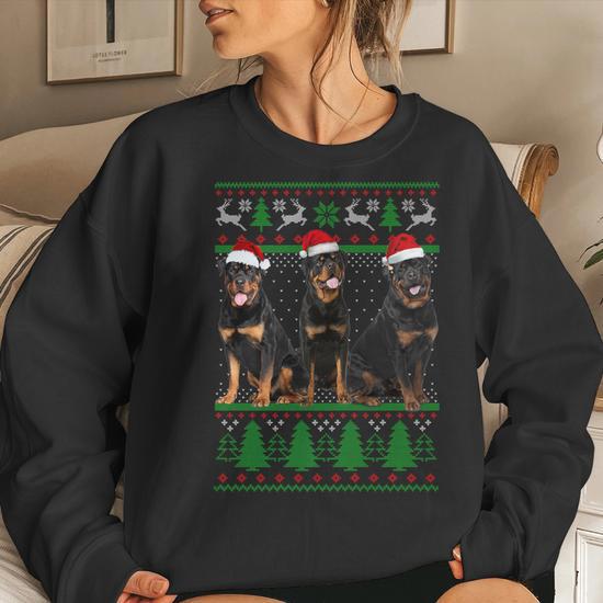 Rottweiler shops ugly christmas sweater