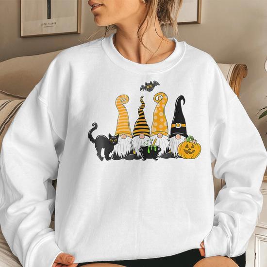 Unisex store Round Neck Autumn Sweatshirt, Pumpkin Autumn-Winter Sweatshirt and Gnome.