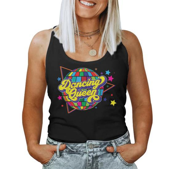 Dancing Queen Vintage Dancing 70s Disco Ball Queen Dance Mom Gifts for Mom Funny Gifts Women Tank Top