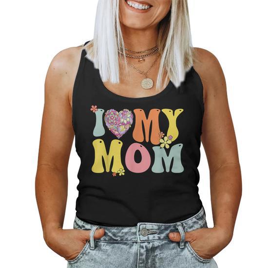 Love Mom Heart Retro Groovy Tank Top