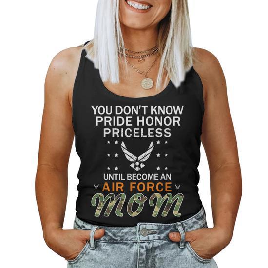 Pride Honor Priceless Proud Air Force Mom Camouflage Army Women Tank Top