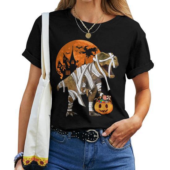 Dinosaur T-Rex Mummy Pumpkin Halloween Costume for Boys Kids Mummy Funny Gifts Women T-Shirt