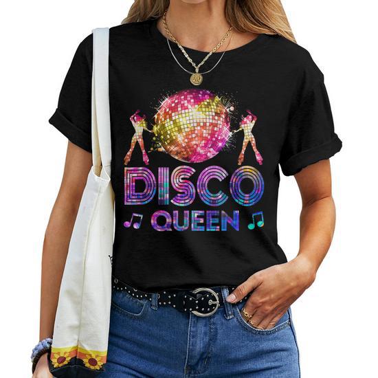 Disco Queen 70 S Disco Themed Vintage Seventies Costume Women T shirt Mazezy