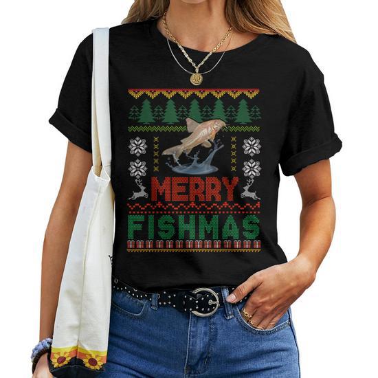 fishing shirt for men an woman - merry fishmas T-Shirt : :  Fashion