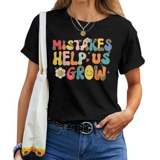 Groovy Mistakes Help Us Grow Leopard Back-to-School Teacher T-Shirt