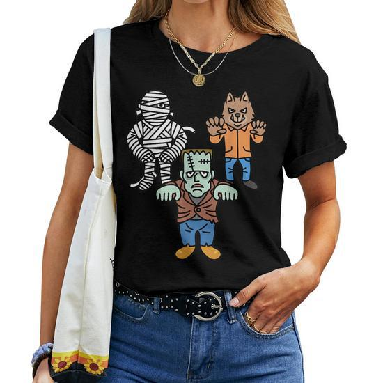 Horror Movie Monster Mummy Vintage Halloween Frankenstein Mummy Funny Gifts Women T-Shirt