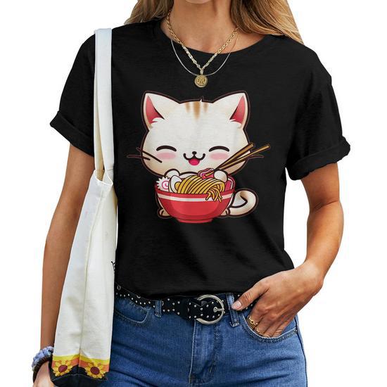 Kawaii Cat Eats Japanese Ramen Daddy Mommy Boy Girl Funny Mommy