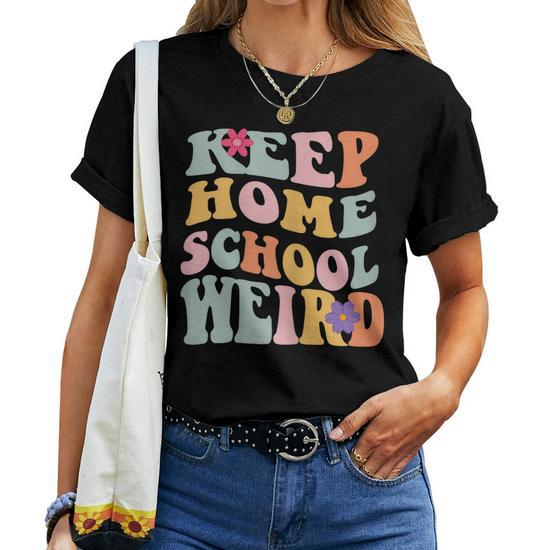 Keep Homeschool Weird Mom Retro Groovy T-Shirt