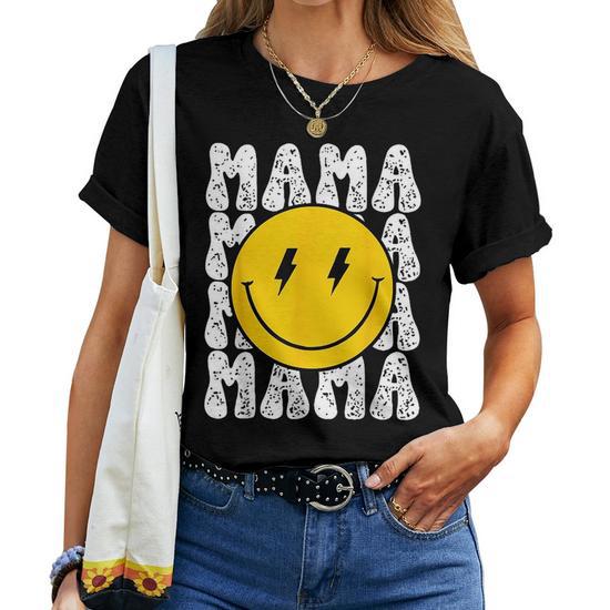 Mama and Dada Smiling Face Bolt Eyes Pregnancy Announcement Gifts for Mama Funny Gifts Women T-Shirt